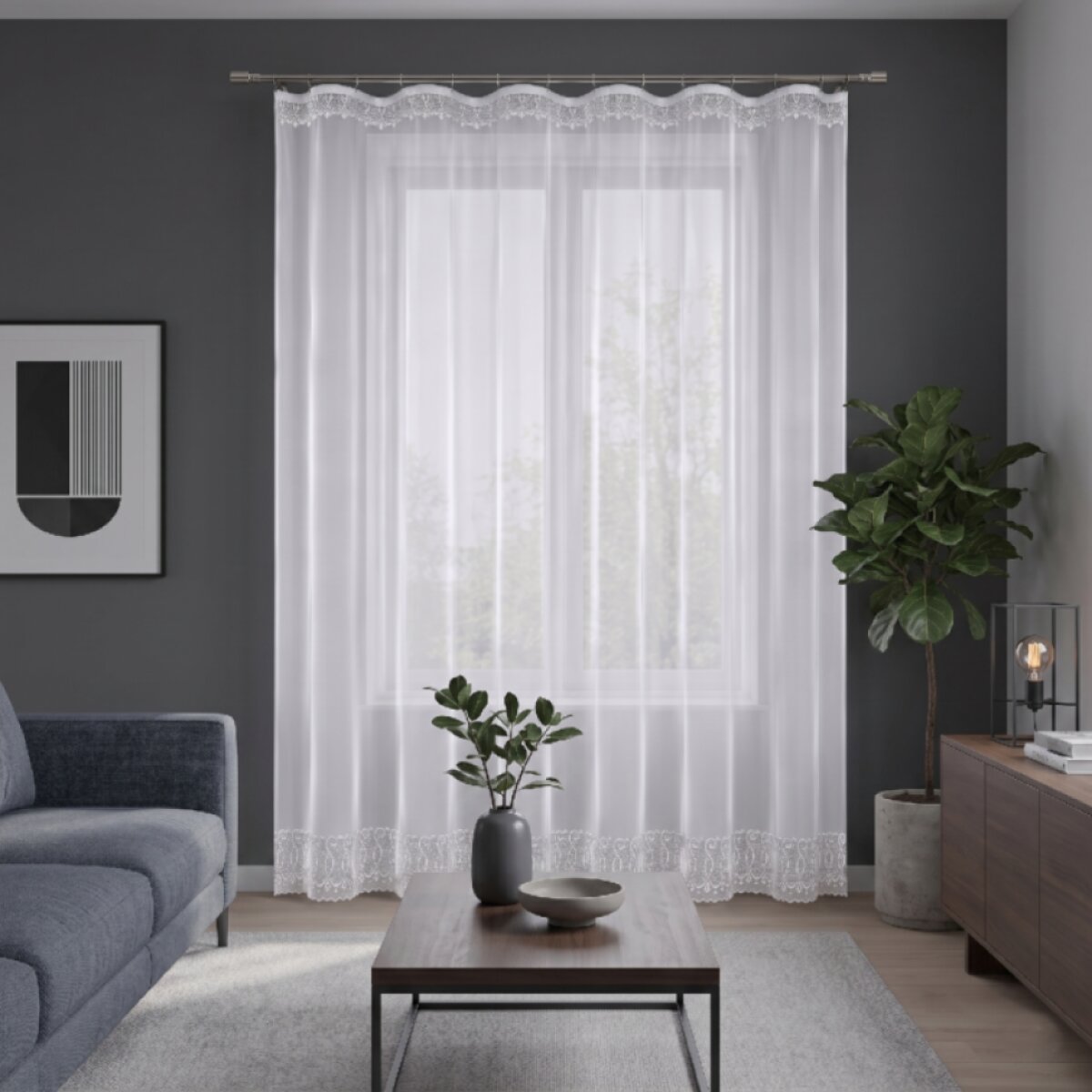 Dekorační žakárová záclona s řasící páskou ESSENCES 250 bílá 200x250 cm MyBestHome