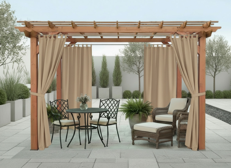 Venkovní zahradní závěs s poutky SANTIAGO color 21 béžová, různé rozměry MyBestHome