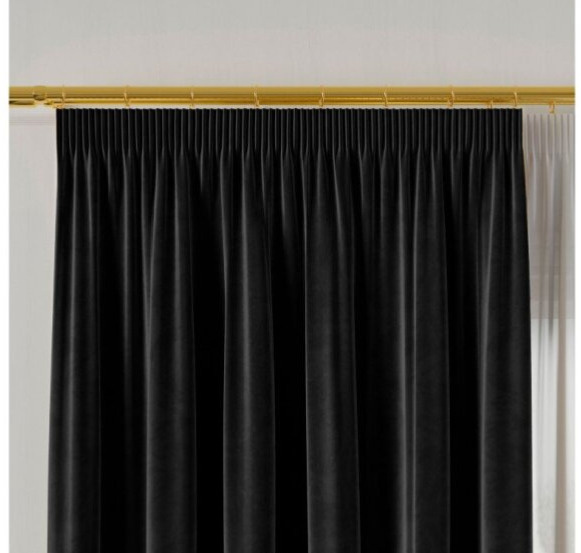 Dekorační krátký závěs s řasící páskou VALMI 140x160 cm color 111 černá (cena za 1 kus) MyBestHome