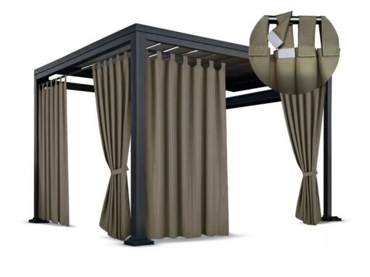 Venkovní zahradní závěs s poutky na suchý zip LISBOA hnědá 04 různé rozměry Mybesthome