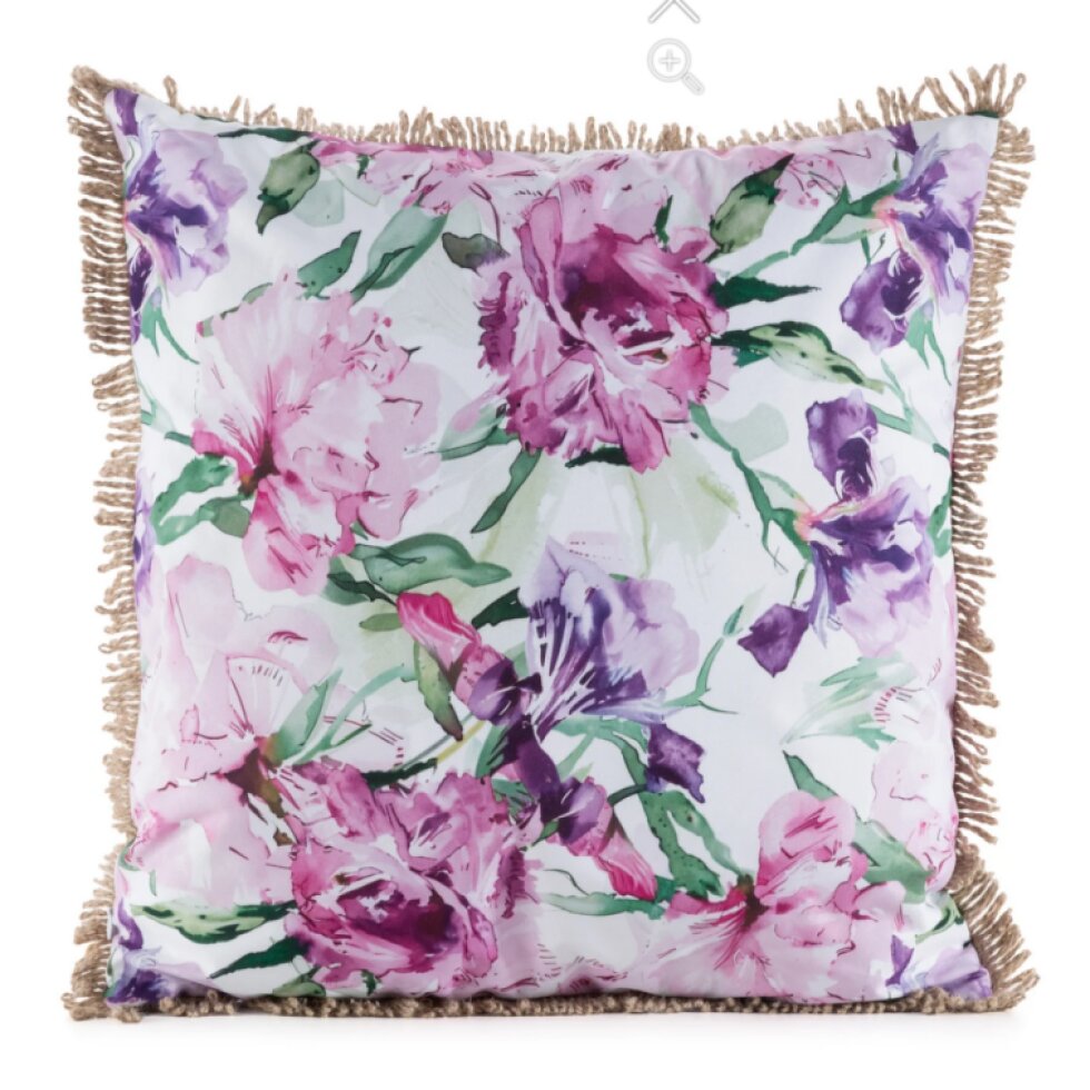 Dekorační vzorovaný venkovní polštář s výplní FLOWERS III. ozdobné lemování 45x45 cm Mybesthome