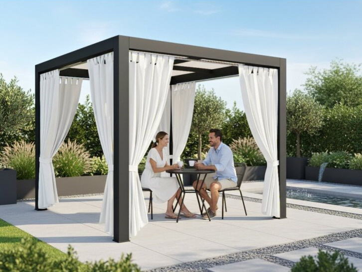 Venkovní zahradní závěs s poutky PORTO bílá 10 různé rozměry Mybesthome