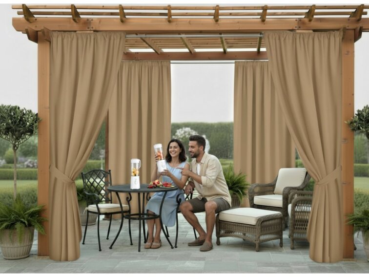 Venkovní zahradní závěs se zátěžovou šňůrou s tunýlkem JAMAICA color 21 béžová, 155x220 cm MyBestHome