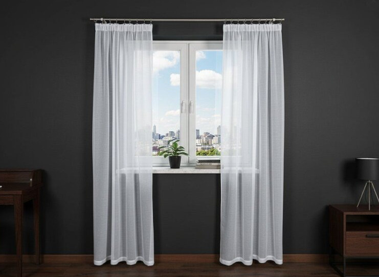 Dekorační dlouhá záclona režného vzhledu s řasící páskou ETHELYN bílá 140x230 cm (cena za 1 kus) MyBestHome