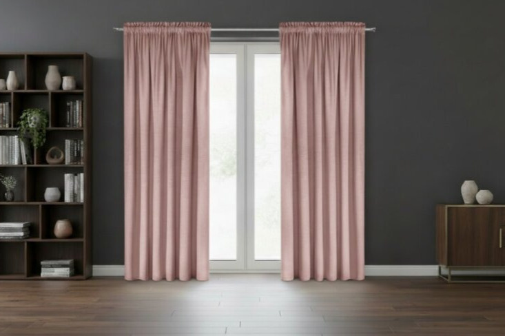 Dekorační VELVET závěs s řasící páskou ESTER 140x270 cm tmavě růžová (cena za 1 kus) MyBestHome