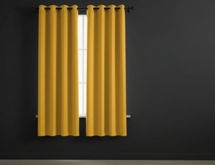 Zatemňovací krátký závěs s kroužky FLAVIA- BLACKOUT 135x180 cm mustard/hořčicová (cena za 1 kus) Mybesthome