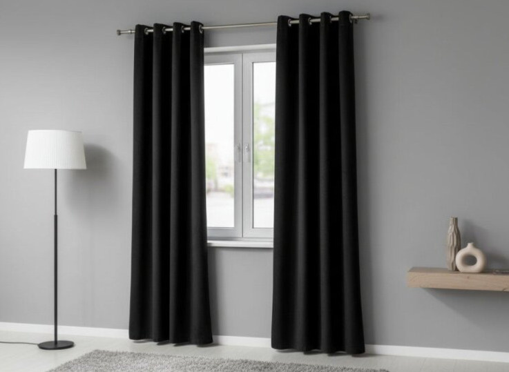 Zatemňovací závěs s kroužky BLACKOUT UNO 140x260 cm, černá (cena za 1 kus) MyBestHome