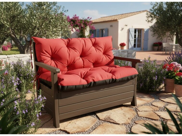 Prošívané sezení ELIAS 550 color 11 ČERVENÁ různé rozměry, polstr na zahradní lavici - sedák s opěrkou, Mybesthome