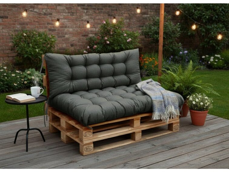 Paletové prošívané sezení PIETRO SET - sedák 120x80 cm, opěrka 120x40 cm, color 02A antracit, Mybesthome