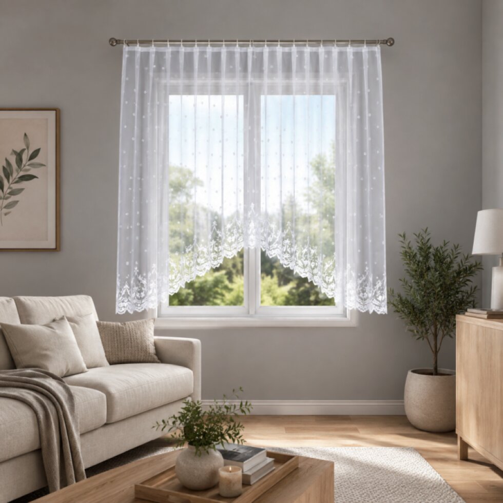 Dekorační oblouková krátká záclona na žabky JOANNA 330x160 cm MyBestHome
