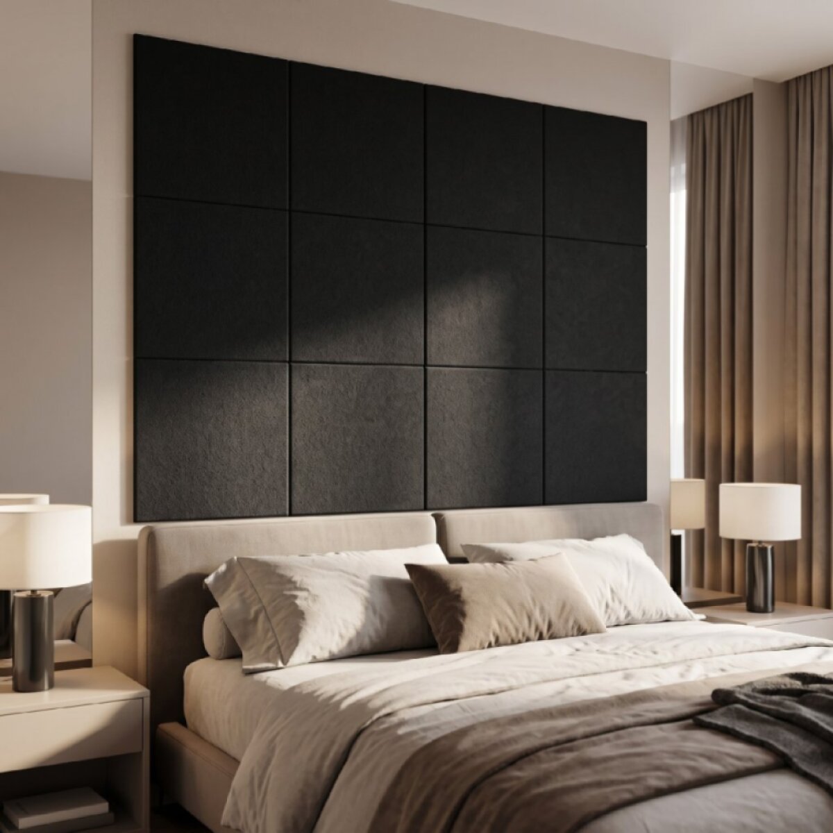 Čalouněný nástěnný panel různé rozměry grafitová čtverec MyBestHome