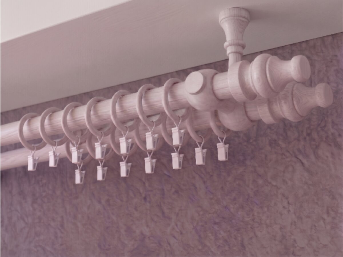 Dřevěná garnýž Ø 28 mm více rozměrů LINDA TOP FIX bílá dvouřadá Mybesthome