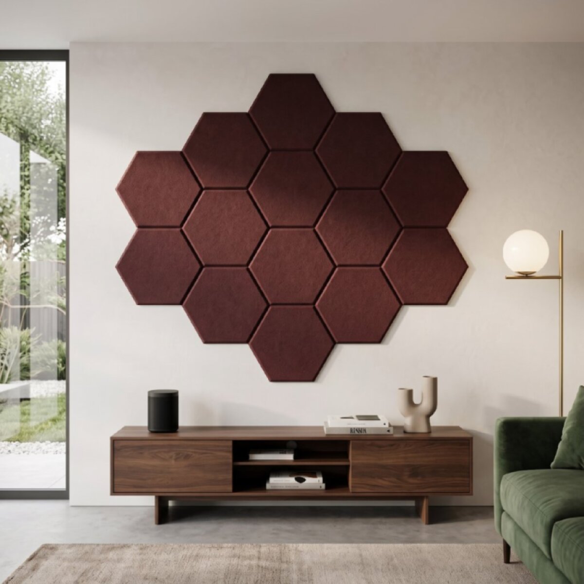 Čalouněný nástěnný panel HEXAGON více rozměrů tmavě růžová MyBestHome