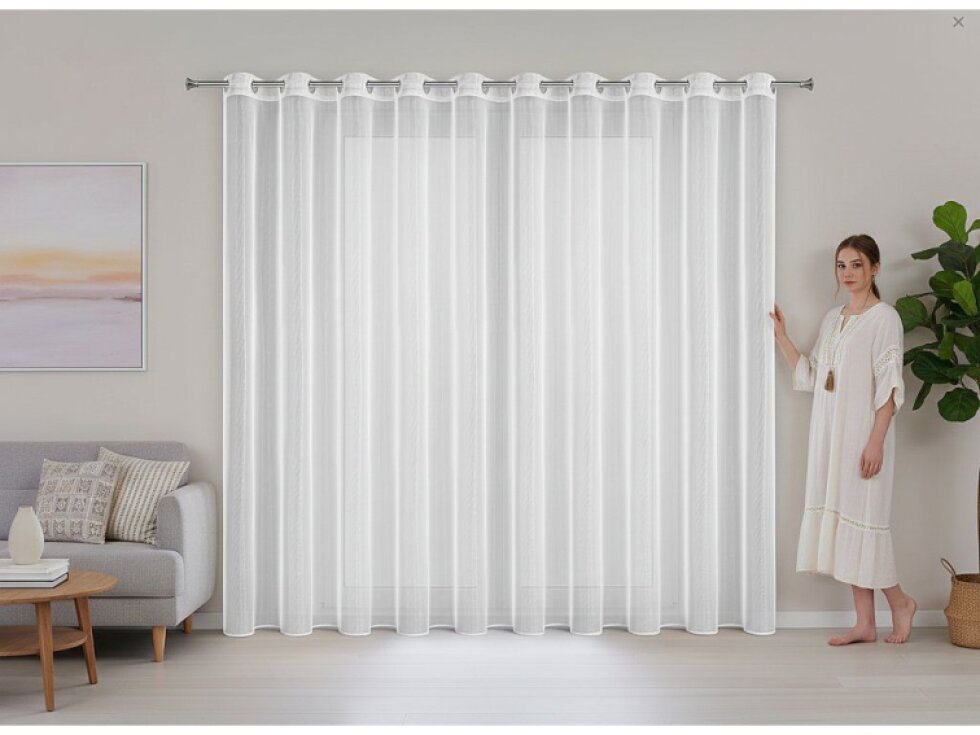 Dekorační voálová záclona s mírným leskem s kroužky SYLVA 350x250 cm MyBestHome