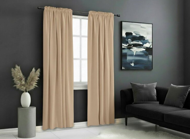 Zatemňovací závěs s řasící páskou "BLACKOUT" VIGO 135x250 cm, béžová, (cena za 1 kus) MyBestHome
