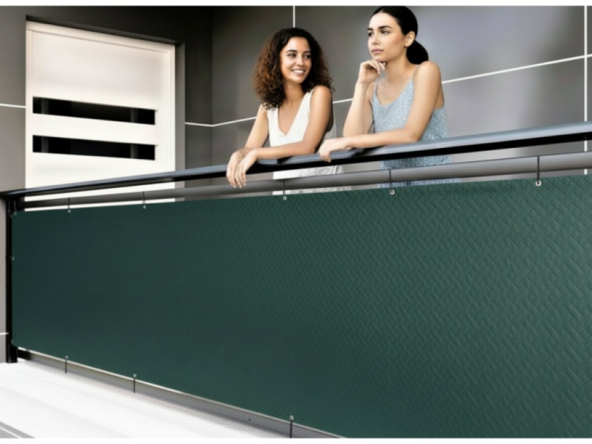 Balkonová zástěna PREMIUM výška 100 cm, šířka různé rozměry ratanový vzor zelená, 240g/m2 MyBestHome