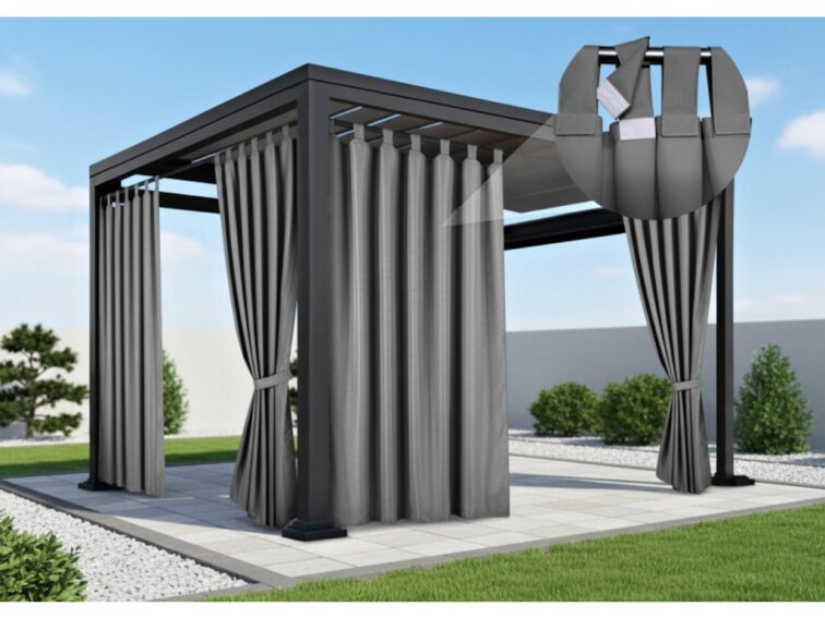 Venkovní zahradní závěs s poutky na suchý zip LISBOA tmavě šedá 02 různé rozměry Mybesthome