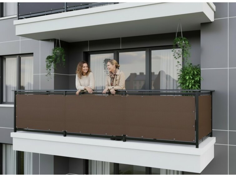Balkonová zástěna OSLO hnědá, výška 100 cm, šířka různé rozměry MyBestHome