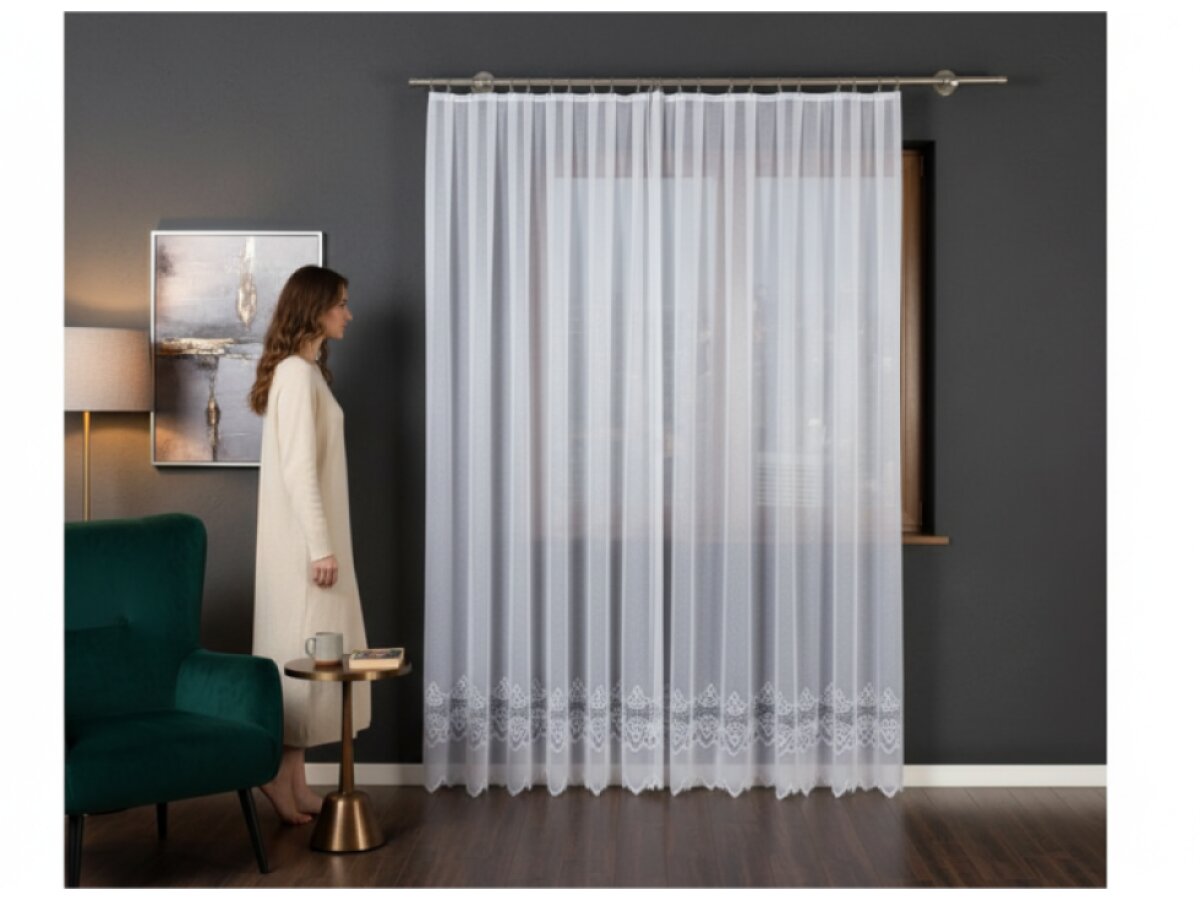 Dekorační žakárová záclona na žabky MODESTA LONG bílá 300x250 cm (cena za 1 kus dlouhé záclony) MyBestHome