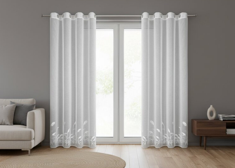 Dekorační vzorovaná záclona s kroužky SLIM 140x250 cm (cena za 1 kus) MyBestHome