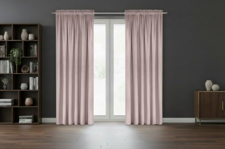 Dekorační VELVET závěs s řasící páskou ESTER 140x270 cm pudrová růžová (cena za 1 kus) MyBestHome