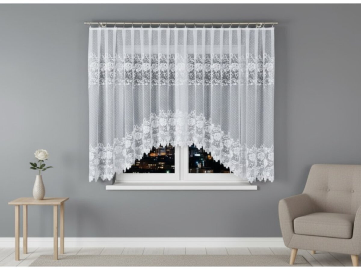 Dekorační krátká vzorovaná záclona na žabky DEMETRIA 160 bílá 500x160 cm MyBestHome