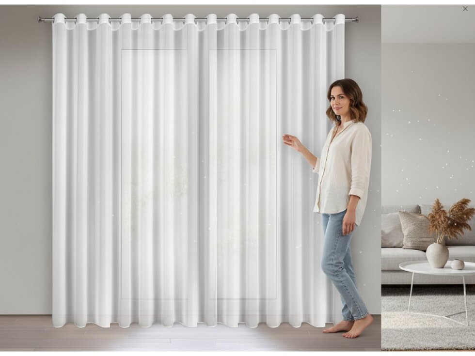 Dekorační dlouhá šifonová záclona s kroužky ARIANNA 350x270 cm bílá MyBestHome
