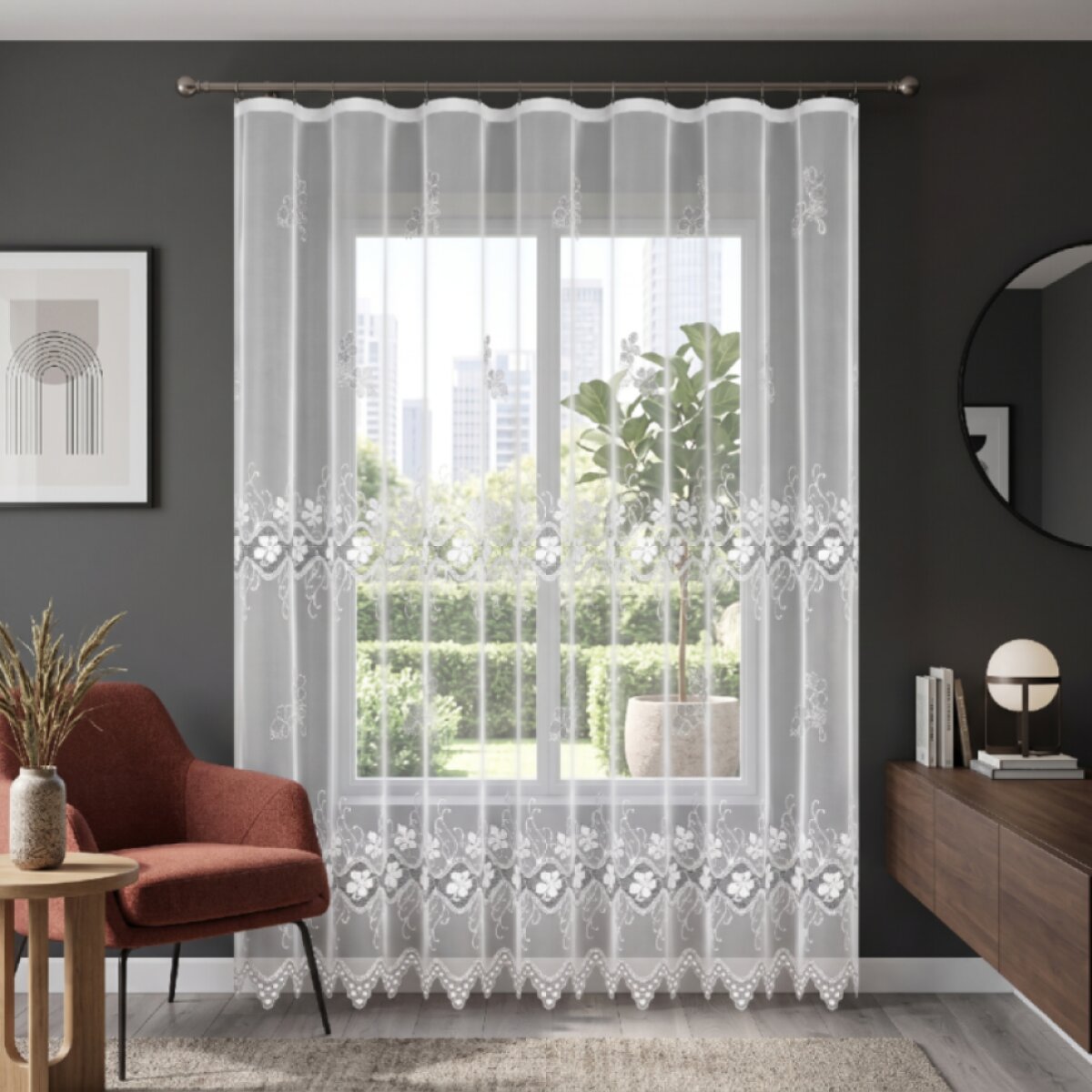 Dekorační žakárová záclona s řasící páskou LINETTE 250 bílá 200x250 cm MyBestHome