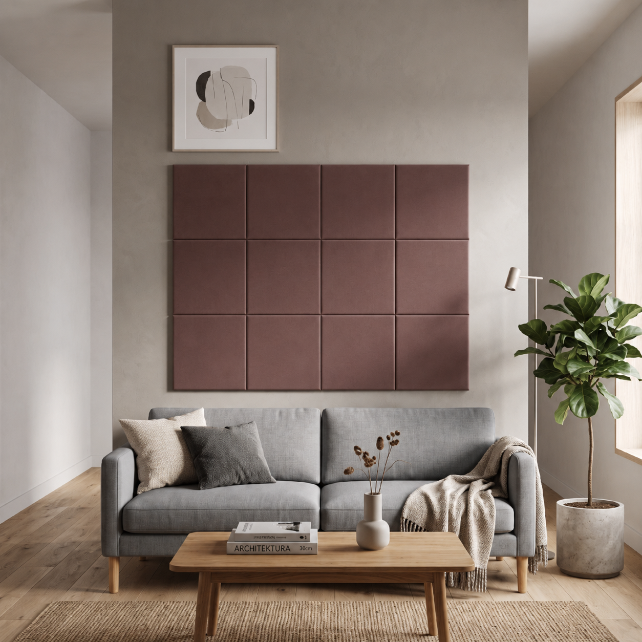 Čalouněný nástěnný panel různé rozměry tmavě růžová čtverec MyBestHome