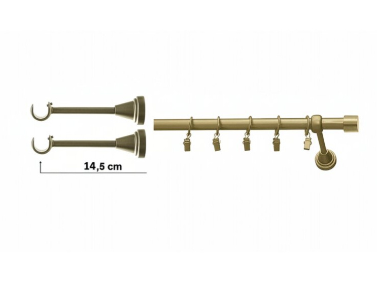 Kovová garnýž Ø 16 mm více rozměrů ROSARIO JAZZ mosazný antik jednořadá Mybesthome