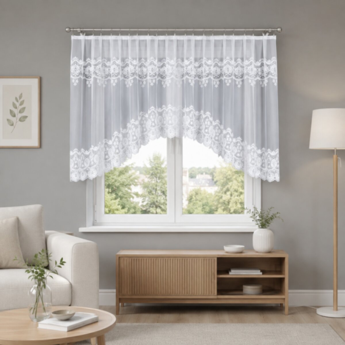 Dekorační krátká vzorovaná záclona na žabky DARIA 120 bílá 300x120 cm MyBestHome