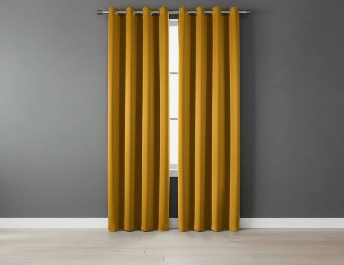 Zatemňovací závěs s kroužky "BLACKOUT" SIERRA 135x250 mustard/hořčicová (cena za 1 kus) Mybesthome