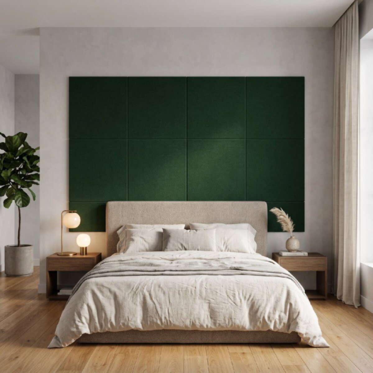 Čalouněný nástěnný panel různé rozměry láhvově zelená čtverec MyBestHome