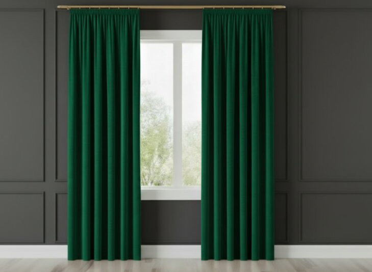 Dekorační závěs s řasící páskou VALMONT 140 cm x 250 nebo 260 cm color 010 zelená (cena za 1 kus) MyBestHome