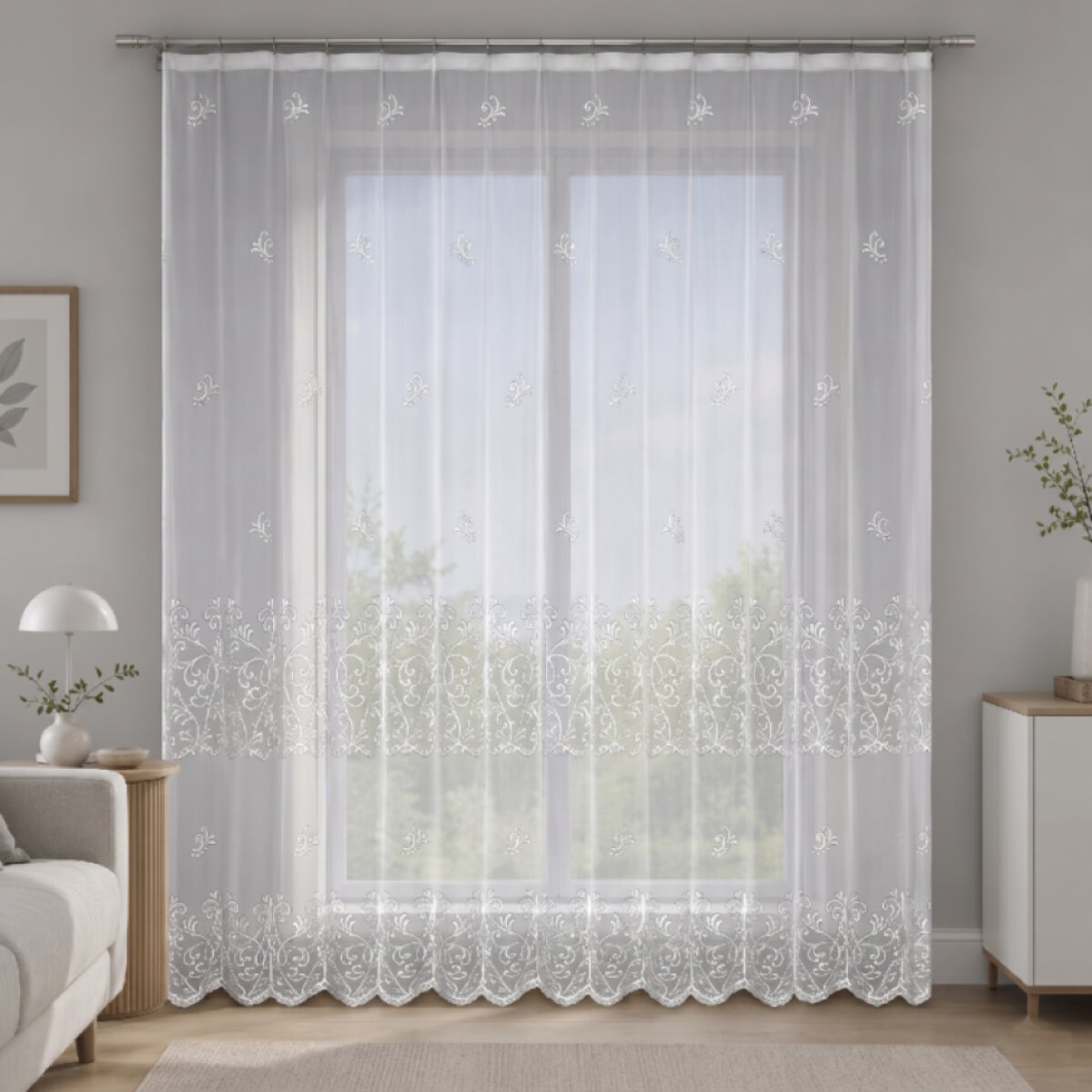 Dekorační žakárová záclona s řasící páskou YURIKO 250 bílá 200x250 cm MyBestHome