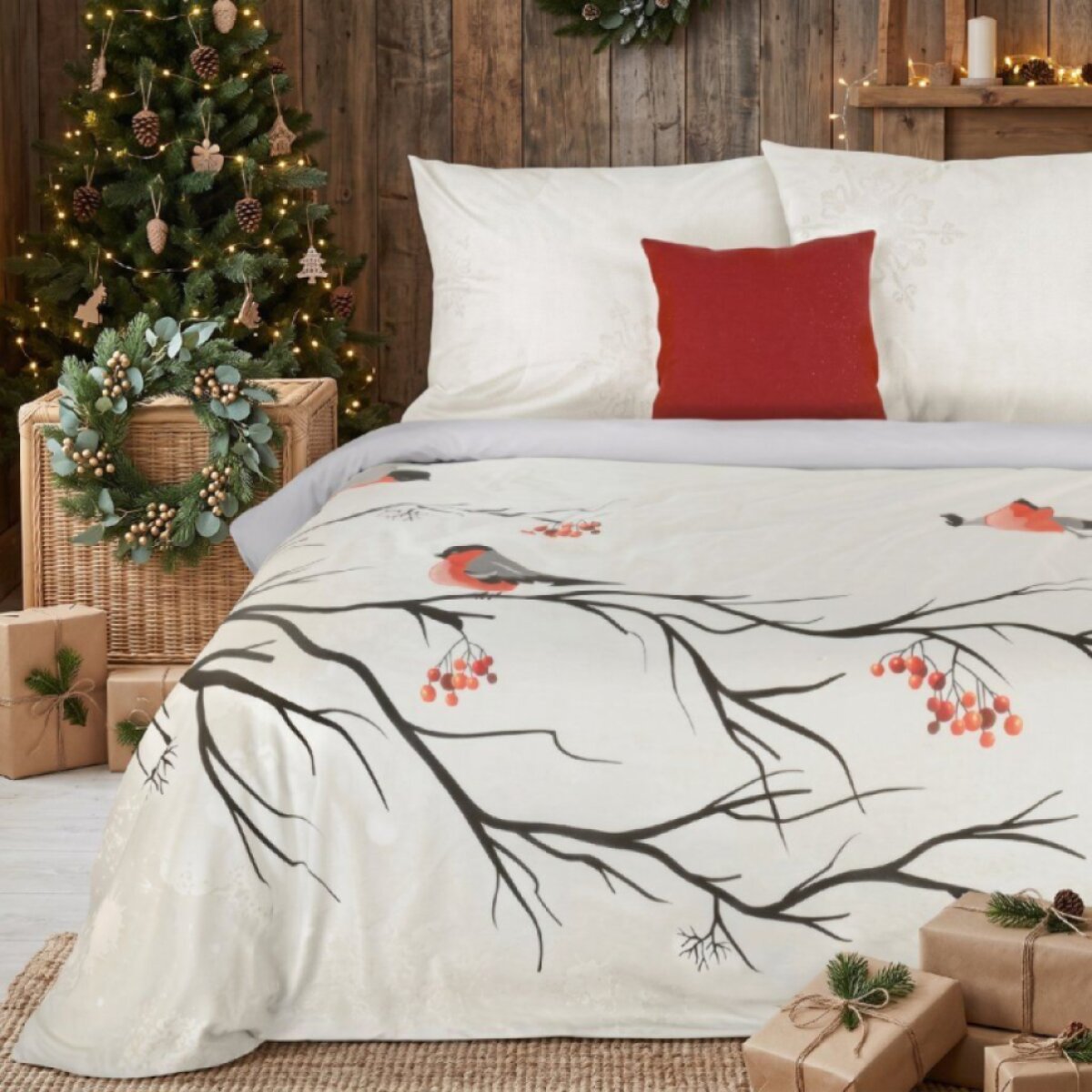 Vánoční bavlněné povlečení CRANBERRY 220×200 cm + 2× 70×80 cm