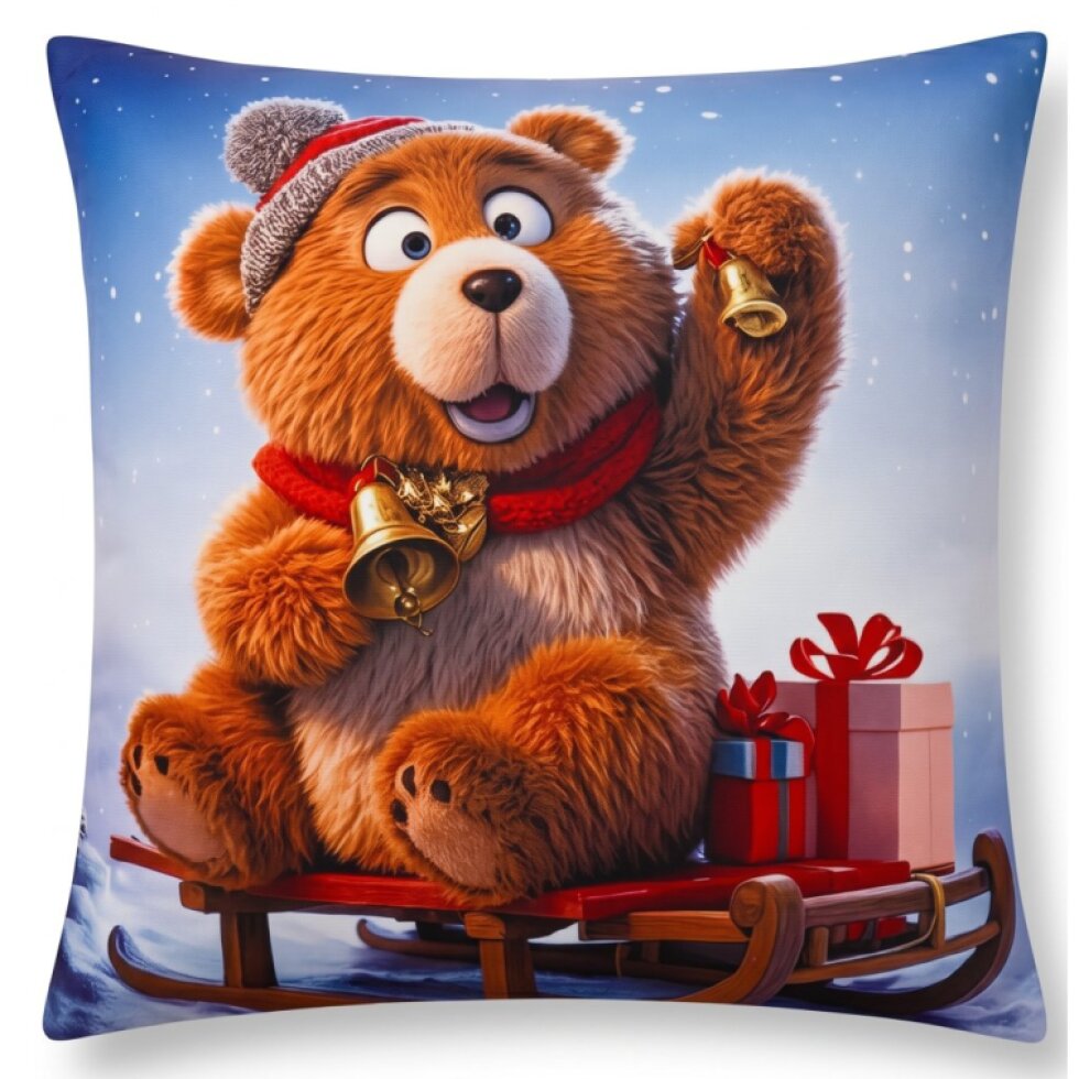 Vánoční povlak na polštář CHRISTMAS TEDDY BEAR I. 40x40 cm