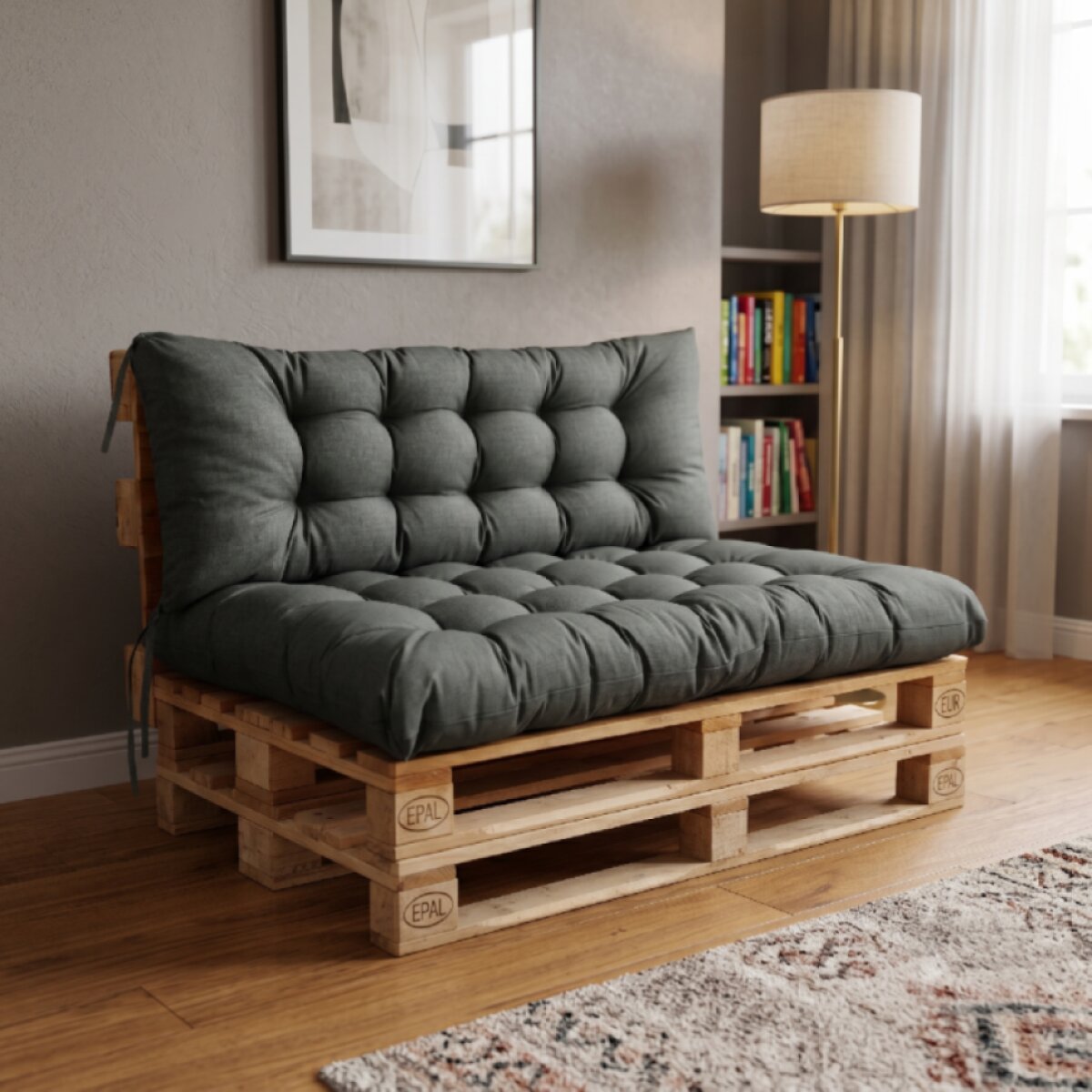 Interiérový polstr na palety LOFT 02 – antracit pro paletové sezení do obývacího pokoje Mybesthome