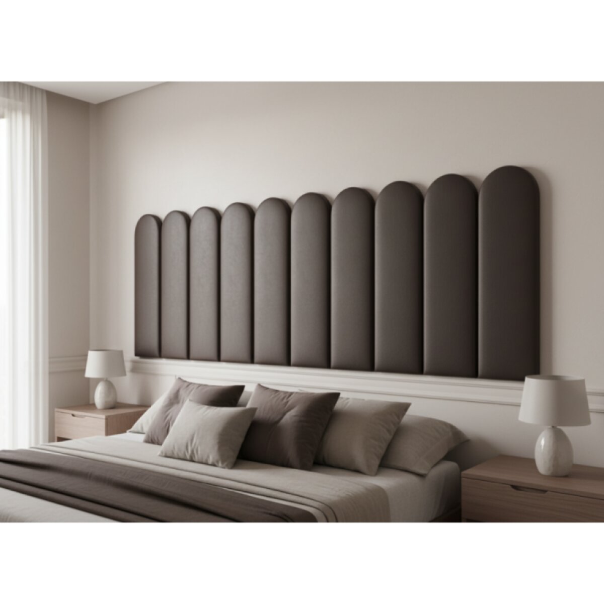 Čalouněný nástěnný panel s EKO KŮŽÍ různé rozměry x šířka 30 cm hnědá oblouk MyBestHome