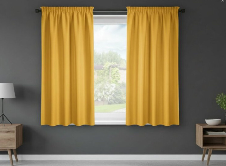 Dekorační krátký závěs s řasící páskou SAMARA mustard/hořčicová 140x175 cm (cena za 1 kus) MyBestHome