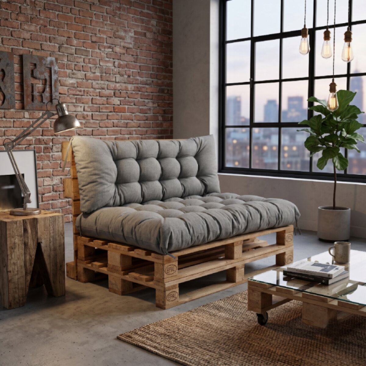 Interiérový polstr na palety LOFT 23 – šedá pro paletové sezení do obývacího pokoje Mybesthome