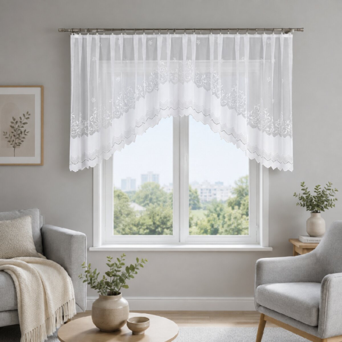 Dekorační krátká vzorovaná záclona na žabky GENOWEFA 300x120 cm MyBestHome