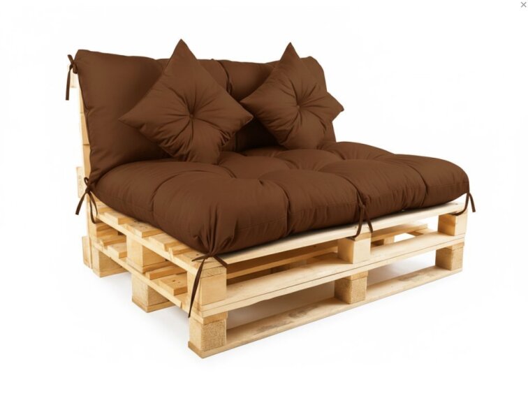 Polstr CARLOS color 22 hnědá, sedák 120x80 cm, opěrka 120x40 cm, paletové prošívané sezení Mybesthome