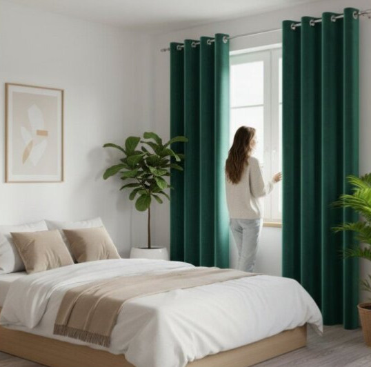 Dekorační velvet závěs s kroužky VALENTINO 012 smaragdová 140x250 cm (cena za 1 kus) MyBestHome