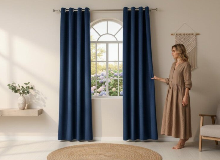 Zatemňovací závěs s kroužky BLACKOUT UNO 140x260 cm, tmavě modrá (cena za 1 kus) MyBestHome