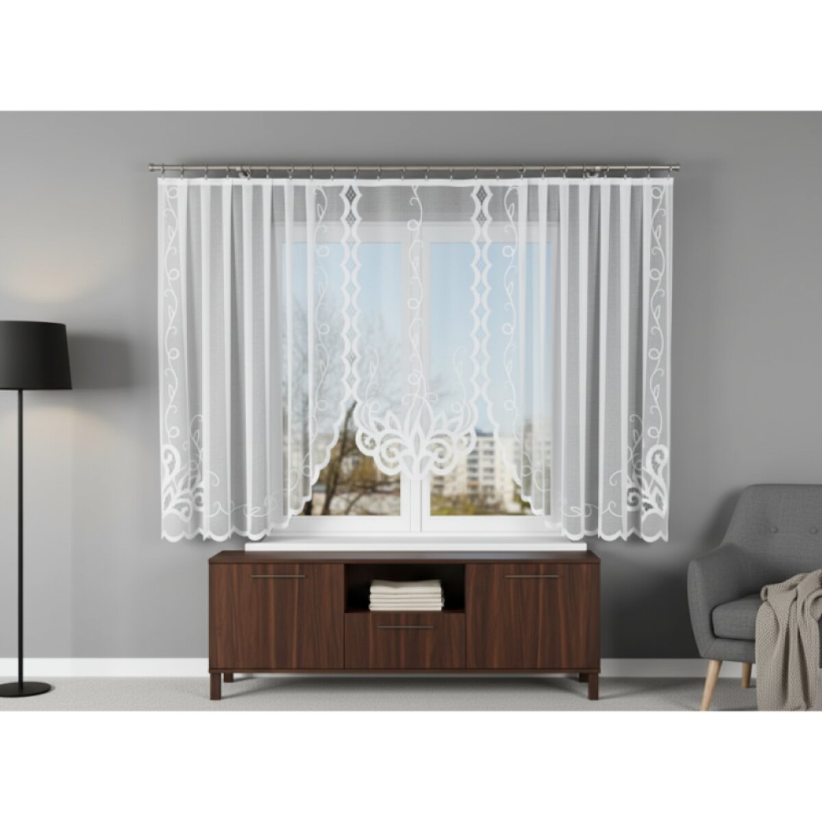 Dekorační krátká vzorovaná záclona na žabky EWELINA 400x160 cm MyBestHome