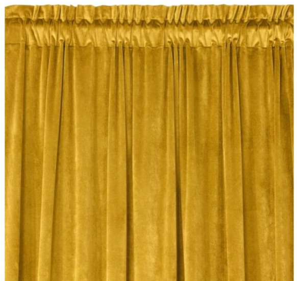 Dekorační VELVET závěs s řasící páskou ESTER 140x270 cm mustard/hořčicová (cena za 1 kus) MyBestHome