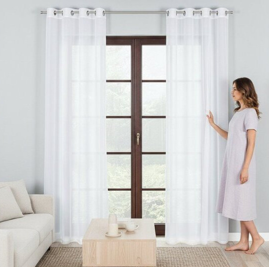 Dekorační dlouhá voálová záclona s kroužky LADA WOAL bílá 140x250 cm (cena za 1 kus) MyBestHome