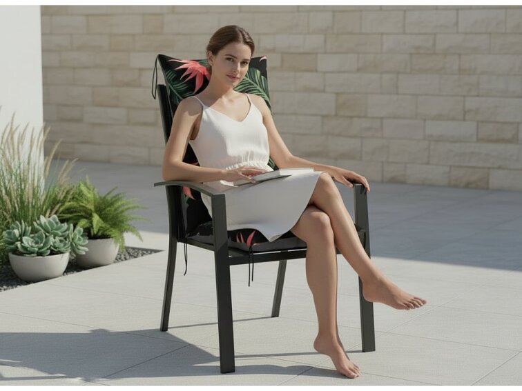 Zahradní prošívaný podsedák na židli s opěrkou 50x50x80 cm CALLUM vzor 114 Mybesthome