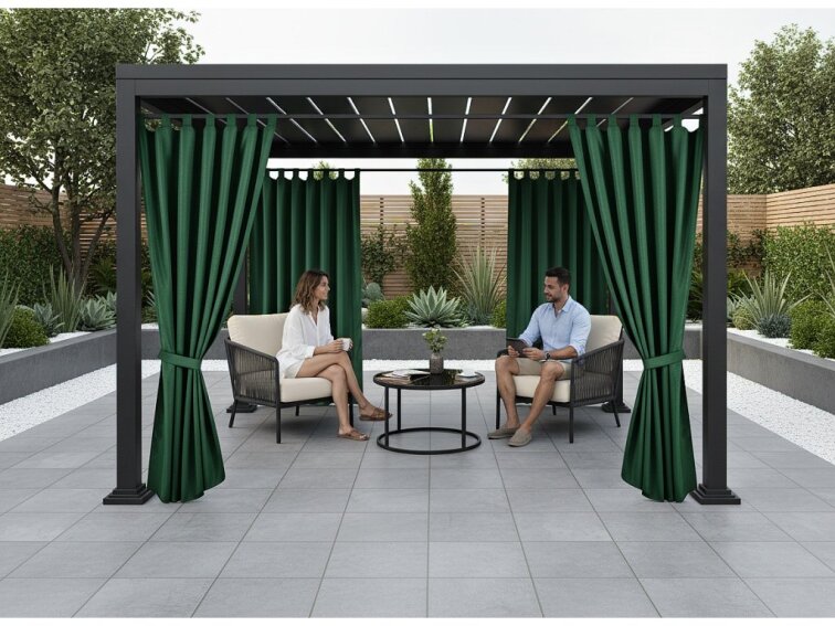 Venkovní zahradní závěs s poutky PORTO zelená 08 různé rozměry Mybesthome